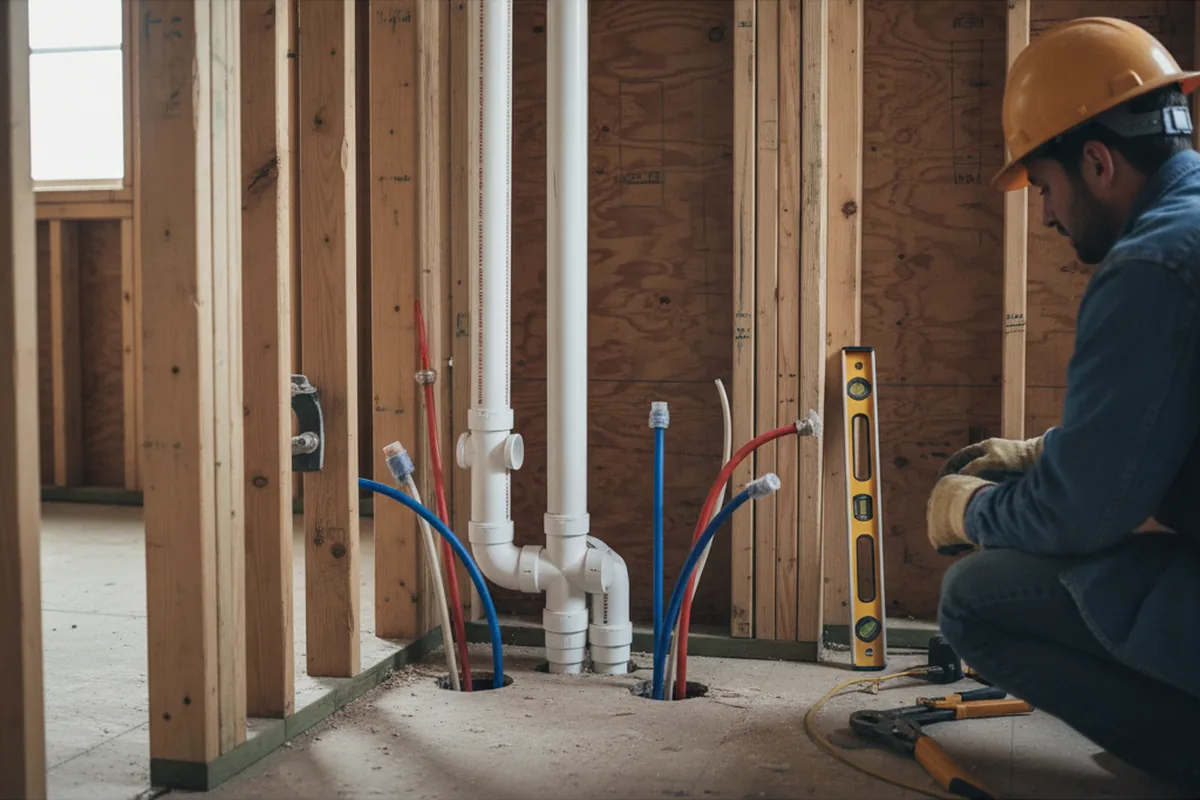 Drain and supply rough-in during Garbage Disposal Repair in Hicksville